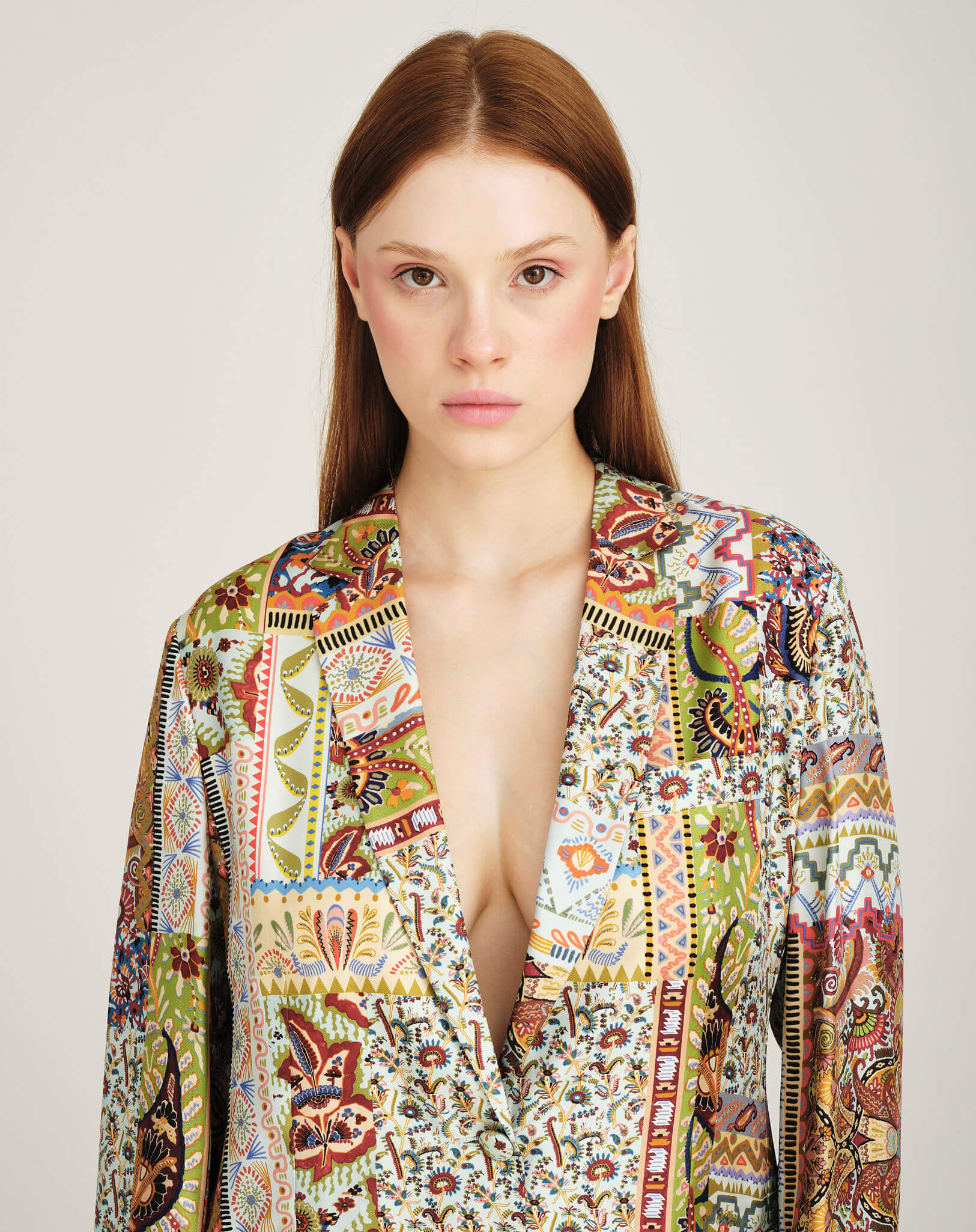 Etro - Ethnic Print Silk Blazer Jacket IT42